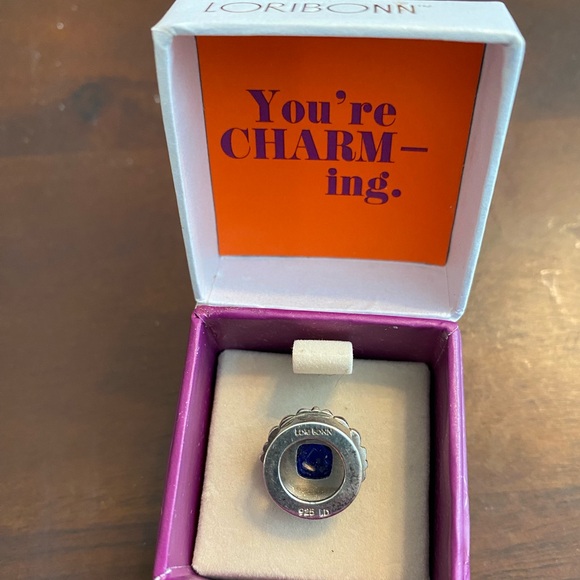 Lori Bonn Sterling Silver navy blue gemstone slide charm - Picture 2 of 3